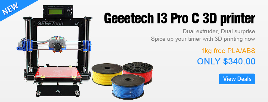 Geeetech 3D printer Acrylic I3 Pro C Dual MK8 Extruder High Accuracy 