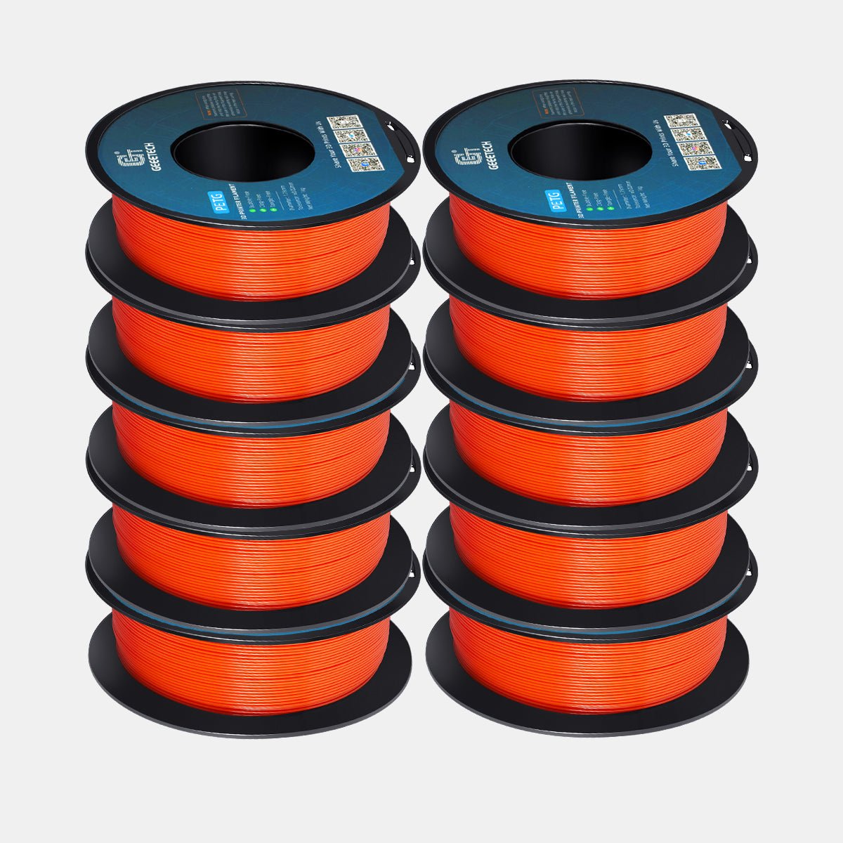 GEEETECH PETG 3D Printer Filament 1.75mm, 1kg Spool, 10 Rolls Bundle