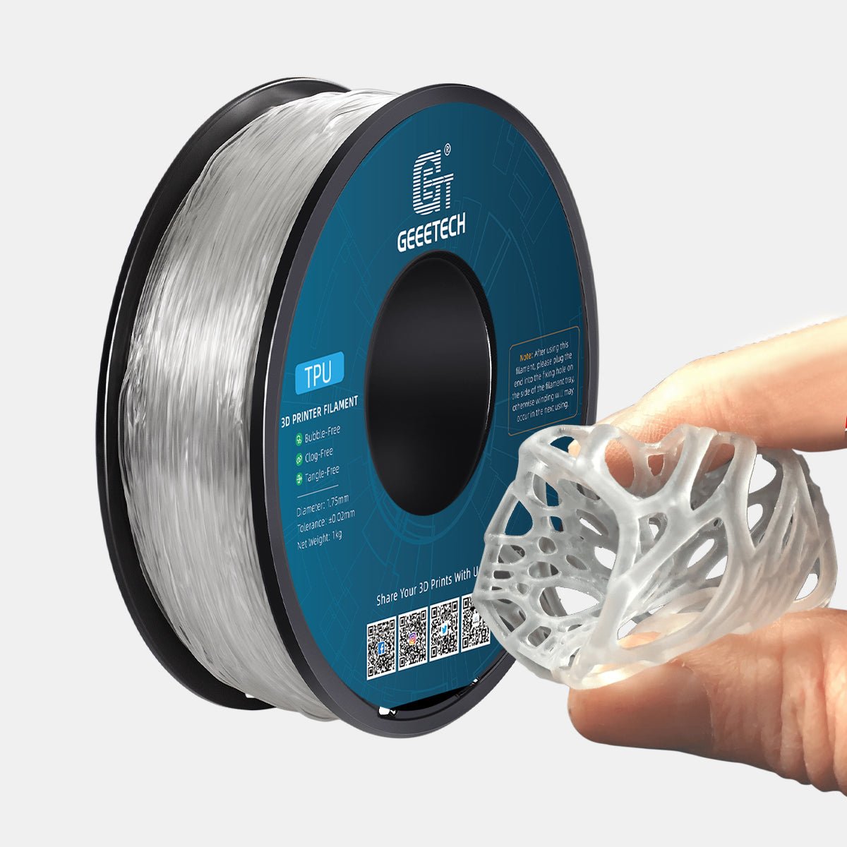 GEEETECH TPU 3D Printer Filament 1.75mm, 1kg Spool