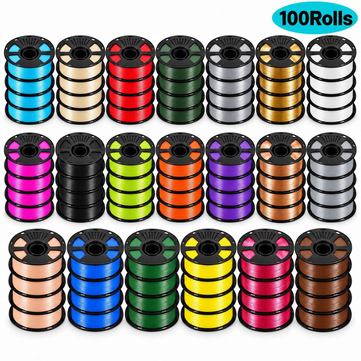 GEEETECH PETG 3D Printer Filament 1.75mm, 1kg Spool, 100 Rolls Bundle