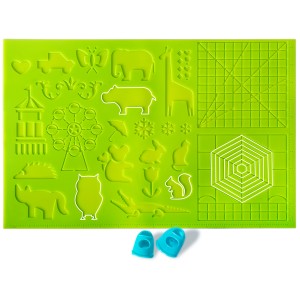 Geeetech 3D Pen Silicone Mat with Patterns, Drawing Tools with 2 Silicone Finger Caps, Large Size:41.5 cm x 27.5 cm, Green