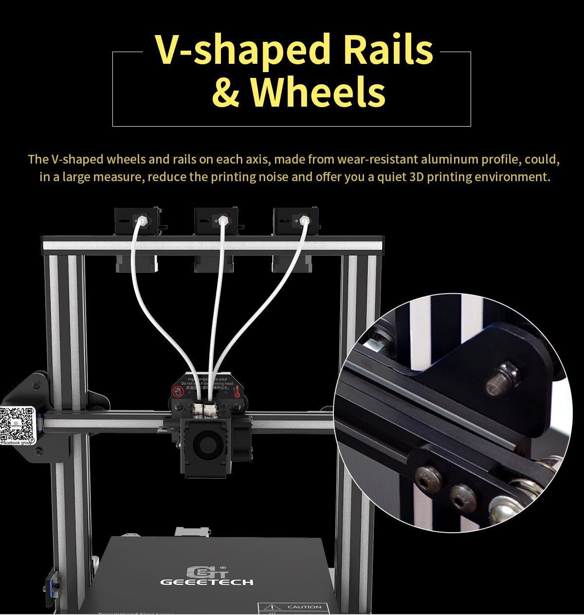 geeetech a20t description of V-shaped rails and wheels