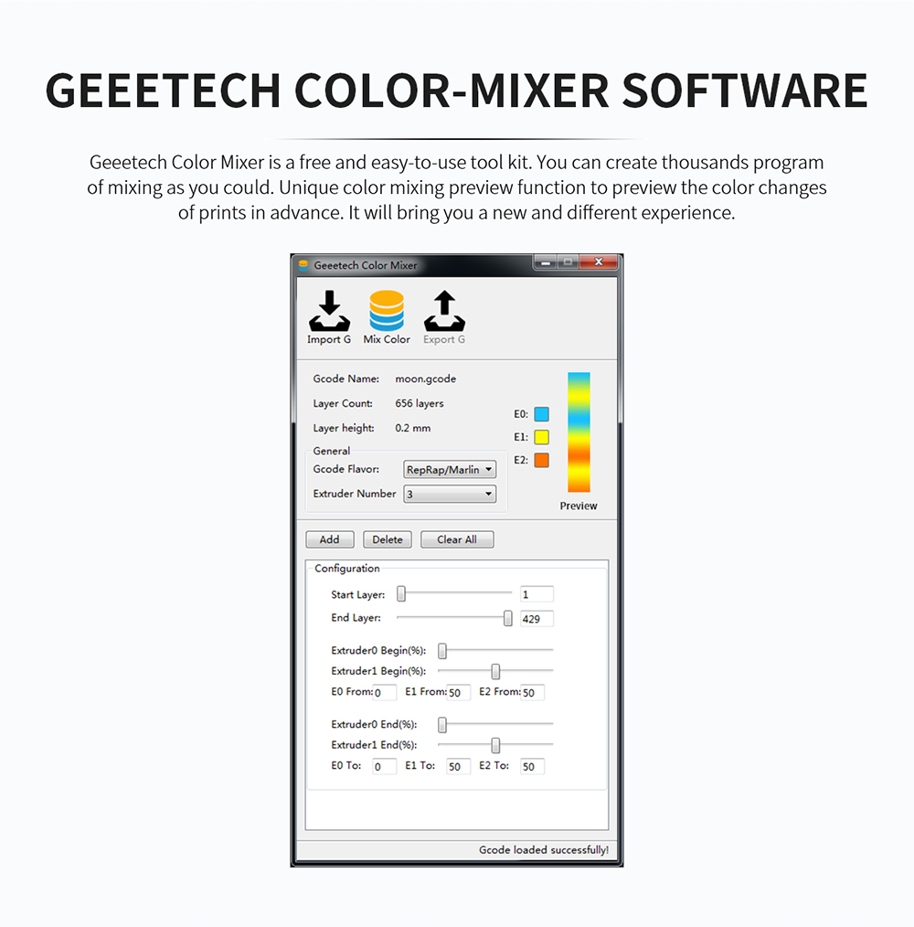 Geeetech A30T color-mixer software 
