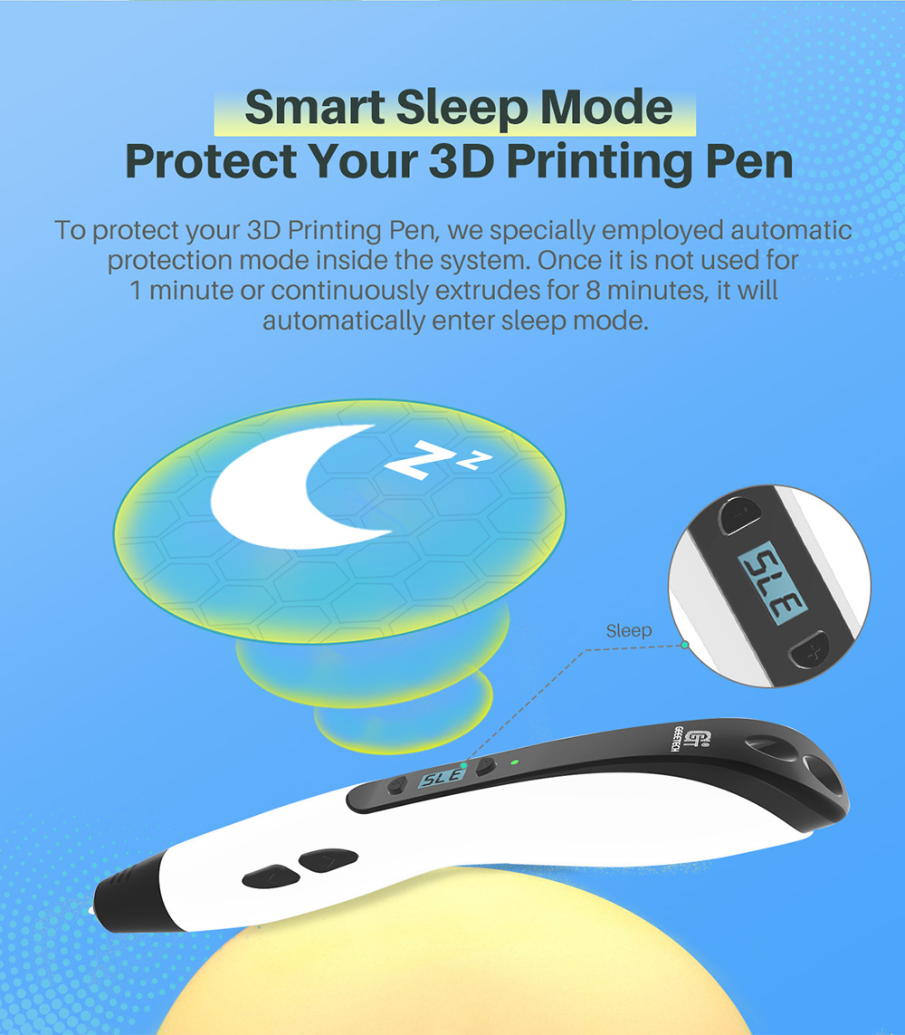 geeetech Grey TG-21 3D Printing Pen description of smart sleep mode