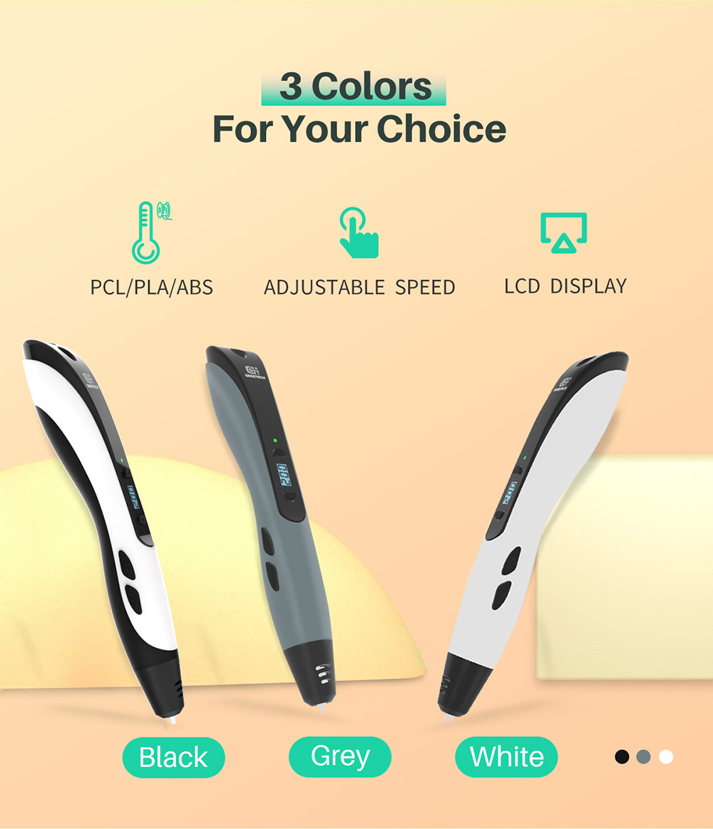 geeetech Grey TG-21 3D Printing Pen description of 3 colors