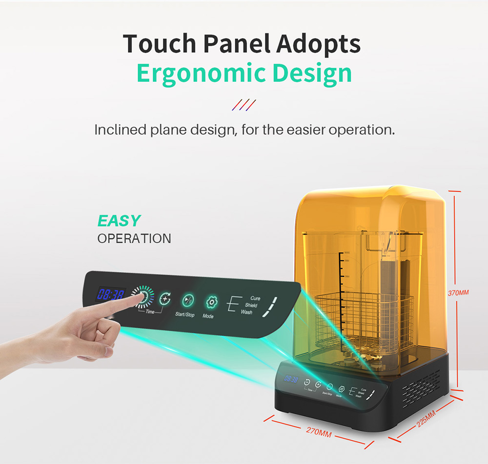geeetech gcw01 wash & cure machine description of touch panel adopts ergonomic design