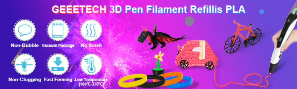 geeetech 3D Pen PLA filament 3D Printer 1.75mm PLA Filament, 20 Colors, 10 Meters per color description