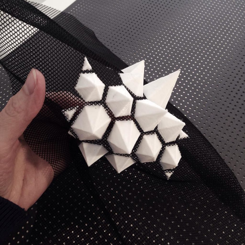 pyramids 3D printed on fabric 