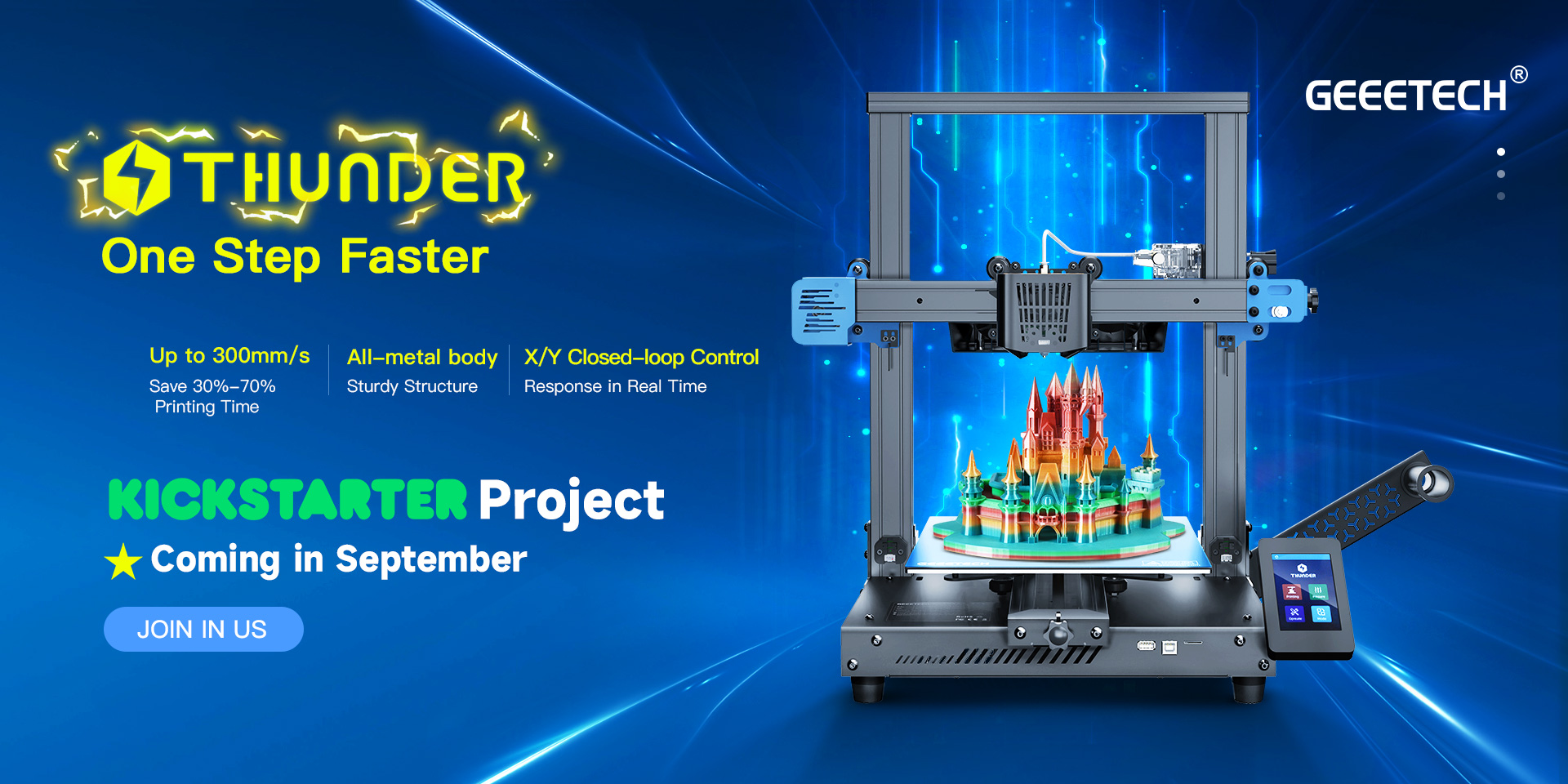 Geeetech Launches New 3D Printer THUNDER, High-Speed 3D Printing Up to 300mm/S