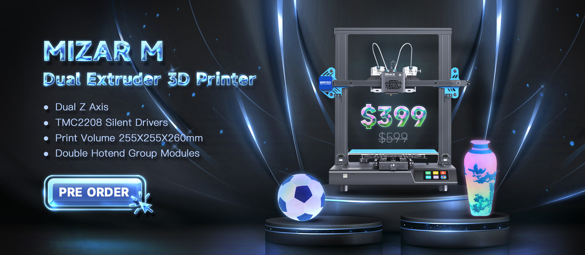 Mizar M Multi-Color FDM 3D Printer