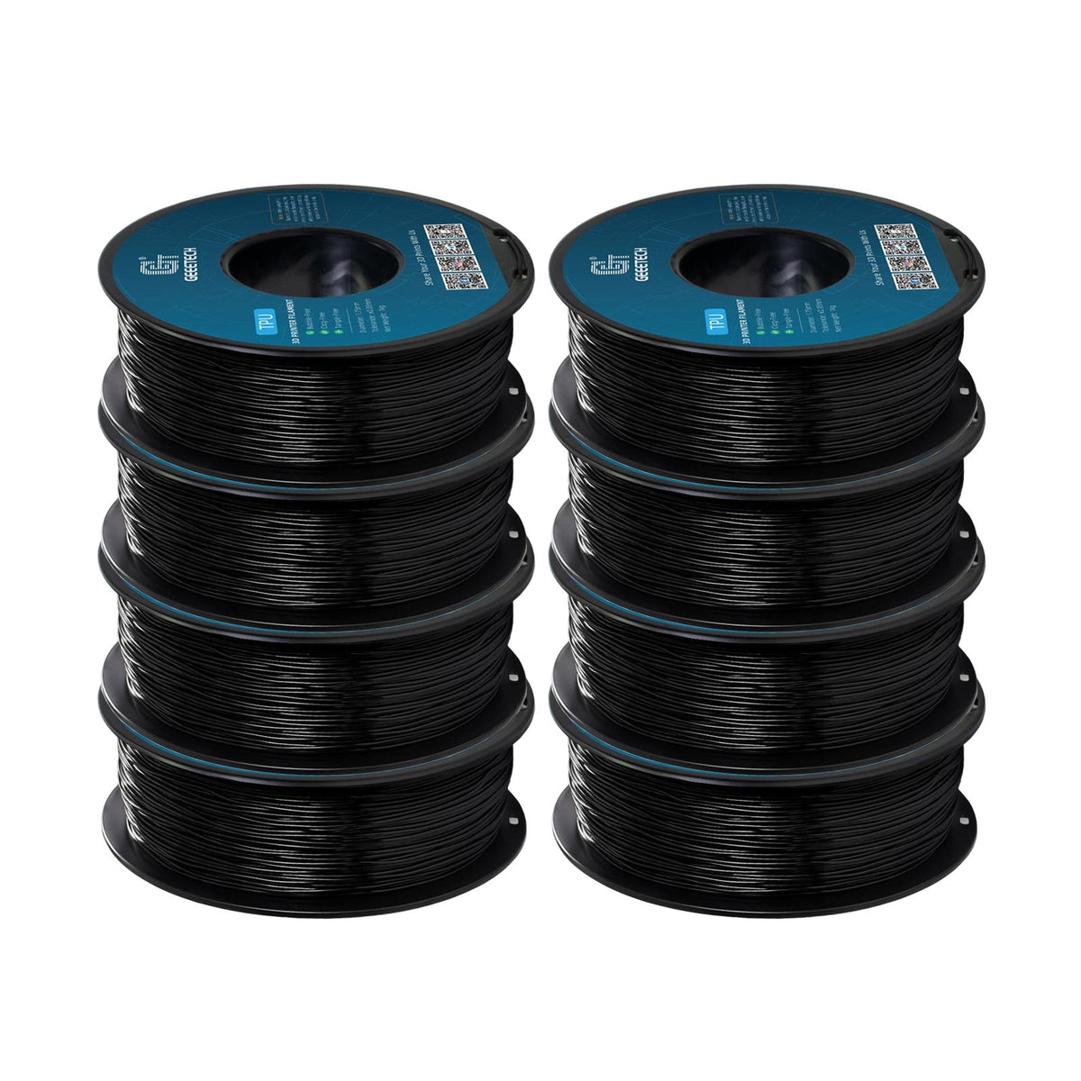 GEEETECH TPU 3D Printer Filament 1.75mm, 1kg Spool, 8 Rolls Bundle