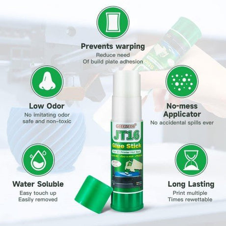 GEEETECH Water Soluble Glue Stick for 3D Printing Build Plate, 6 pcs
