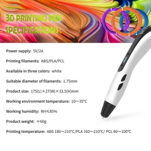 White TG-21 3D Printing Pen