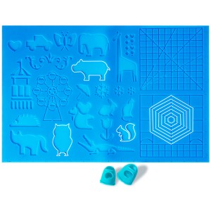 Geeetech 3D Pen Silicone Mat with Patterns, Drawing Tools with 2 Silicone Finger Caps, Large Size:41.5 cm x 27.5 cm, Blue