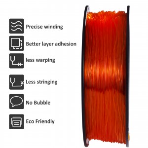 TPU Transparent Orange 3D Printer Filament 1.75mm 1kg/roll