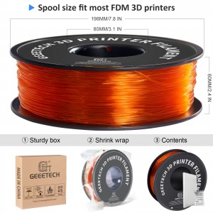 TPU Transparent Orange 3D Printer Filament 1.75mm 1kg/roll