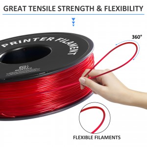 TPU Transparent Red 3D Printer Filament 1.75mm 1kg/roll