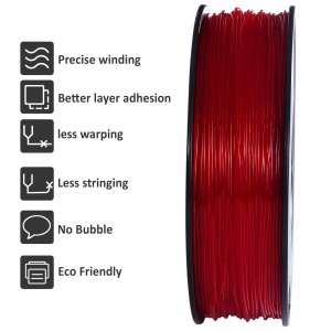 TPU Transparent Red 3D Printer Filament 1.75mm 1kg/roll