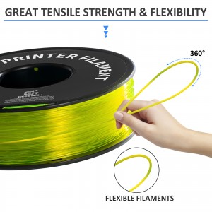 TPU Transparent Yellow 3D Printer Filament 1.75mm 1kg/roll