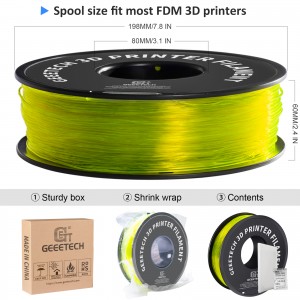 TPU Transparent Yellow 3D Printer Filament 1.75mm 1kg/roll