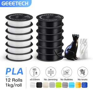 Geeetech Pla filament, 6 Rolls Black + 6 Rolls White, pla 1.75mm 1kg per roll