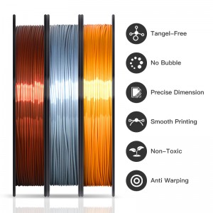 PLA Shiny Silk 3D Printer Filament 1.75mm 0.5kg/roll(Gold+Silver+Copper)