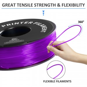 TPU Transparent Purple 3D Printer Filament 1.75mm 1kg/roll