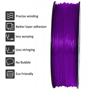 TPU Transparent Purple 3D Printer Filament 1.75mm 1kg/roll