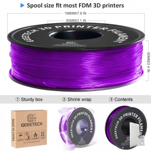 TPU Transparent Purple 3D Printer Filament 1.75mm 1kg/roll