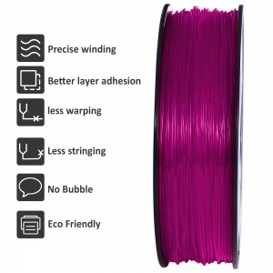 TPU Transparent Pink 3D Printer Filament 1.75mm 1kg/roll