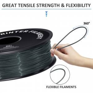 TPU Transparent Silver 3D Printer Filament 1.75mm 1kg/roll