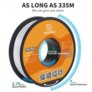HS-PLA White 3D Printer Filament 1.75mm 1kg/roll