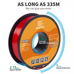 HS-PLA Filament, Red PLA, 1.75mm 1Kg Per Roll, Can Be Used on Geeetech Thunder, AnkerMake M5, Bambu Lab X1 3D Printer
