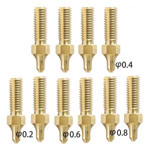 10 Pcs Nozzles for Thunder 3D Printer, 2 Pcs 0.2mm Nozzles + 4 Pcs 0.4mm Nozzles + 2 Pcs 0.6mm Nozzles + 2 Pcs 0.8 mm Nozzles