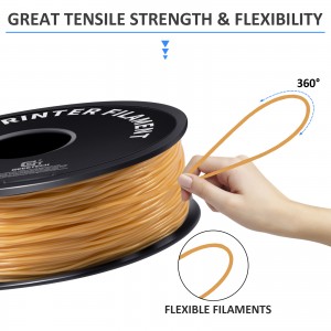 TPU Transparent Gold 3D Printer Filament 1.75mm 1kg/roll