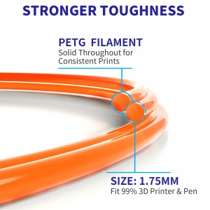 PETG Orange 3D Printer Filament 1.75mm 1kg/roll