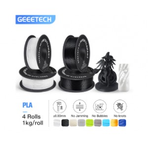 Geeetech PLA Black + White, 2 Rolls Black + 2 Rolls White, 1.75mm 1kg Per Roll