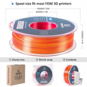 Geeetech  Dual Silk PLA Filament 1.75 mm, 3D Printer PLA Silk Filament 1 kg/Spool, gold and red