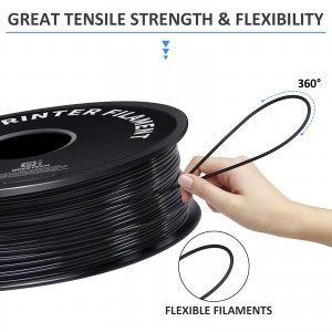 {6KG} TPU Black 3D Printer Filament 1.75mm 1kg/roll