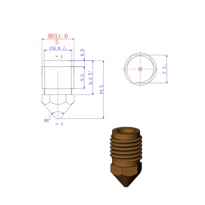 5pcs* Nozzle for mixing head for MizarM and MizarT  , 0.4mm Nozzle, Screw thread M8