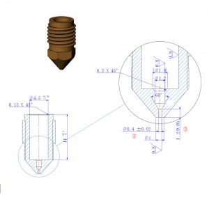 5pcs* Nozzle for mixing head for MizarM and MizarT  , 0.4mm Nozzle, Screw thread M8