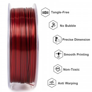 PLA Silk Dual  3D Printer Filament 1.75mm 1kg/roll (Black+ Red)