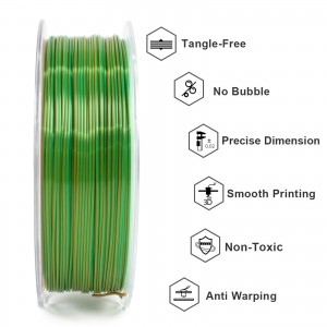 PLA Silk Dual 3D Printer Filament 1.75mm 1kg/roll (Yellow And Green)