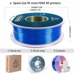PLA  Silk Tri-Color  3D Printer Filament 1.75mm 1kg/roll (Red+Blue+Green)