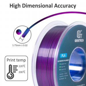 PLA Silk Tri-Color  3D Printer Filament 1.75mm 1kg/roll  (Blue+Purple+Black)