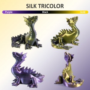 PLA Silk Tri-Color 3D Printer Filament 1.75mm 1kg/roll  (Purple+Gold+Black )