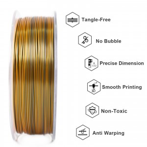 PLA Silk Tri-Color 3D Printer Filament 1.75mm 1kg/roll  (Purple+Gold+Black )