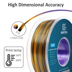 PLA Silk Tri-Color 3D Printer Filament 1.75mm 1kg/roll  (Purple+Gold+Black )