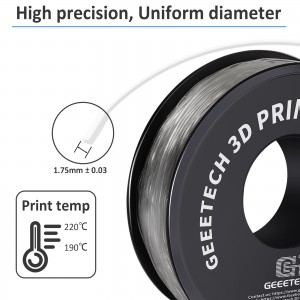 TPU Transparent 3D Printer Filament 1.75mm 1kg/roll