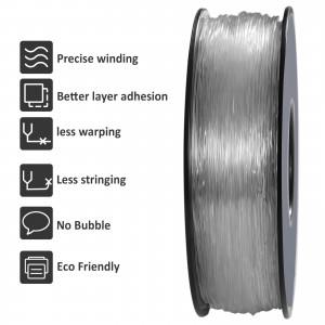 TPU Transparent 3D Printer Filament 1.75mm 1kg/roll